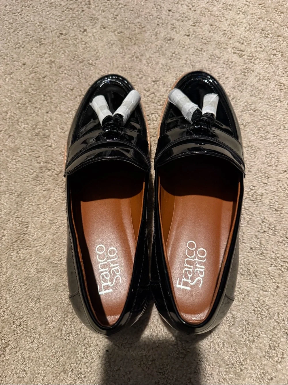 Franco Sarto Black Patent Tassel Loafers - Women